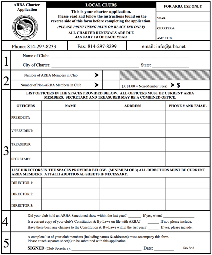 Printable Charter Forms ARBA