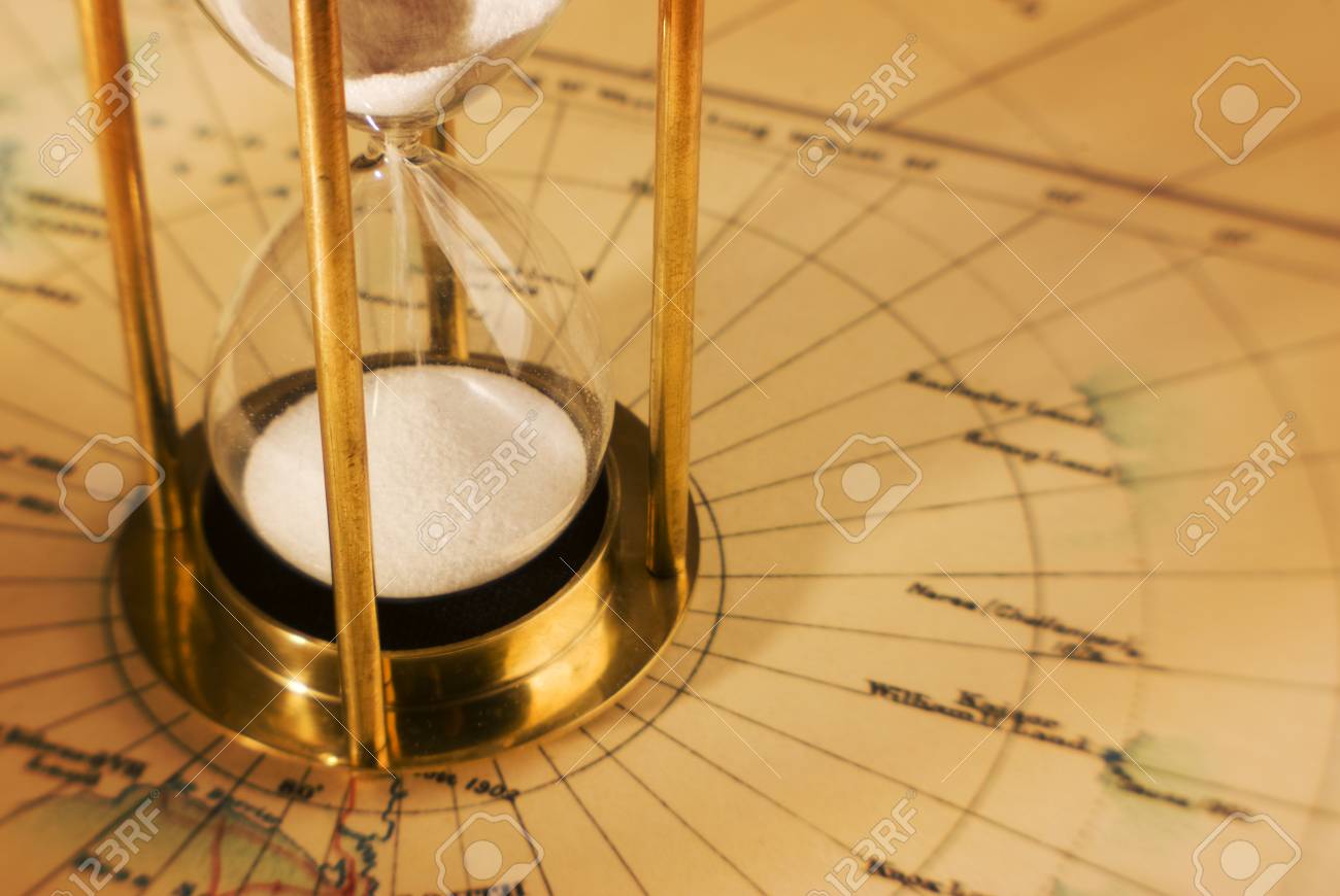 Old Map of Antarctica and Sand Timer Arcadia Theatre