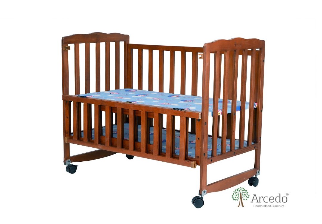 Crest Baby Wooden Cot (White) Arcedokids