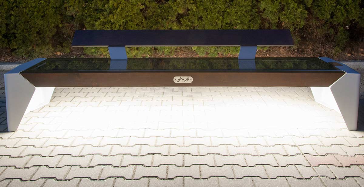 Solar Bench Seat with Wood Accent Photon by Archasol(08)