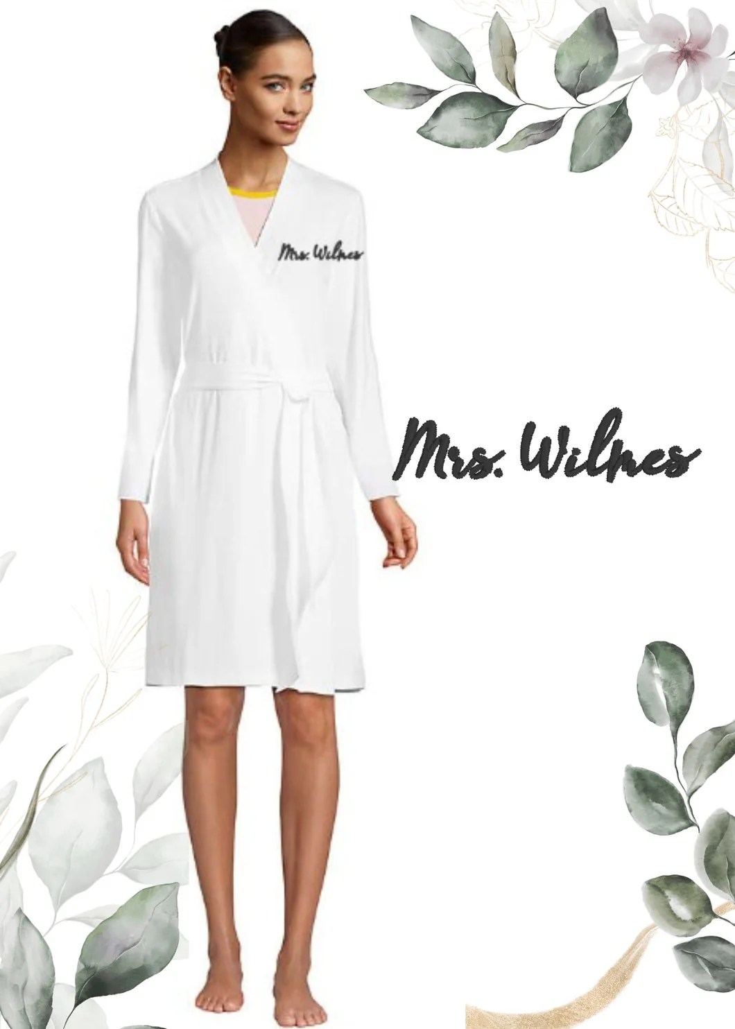 White Cotton Bridal Robe Arch City Monogramming, LLC