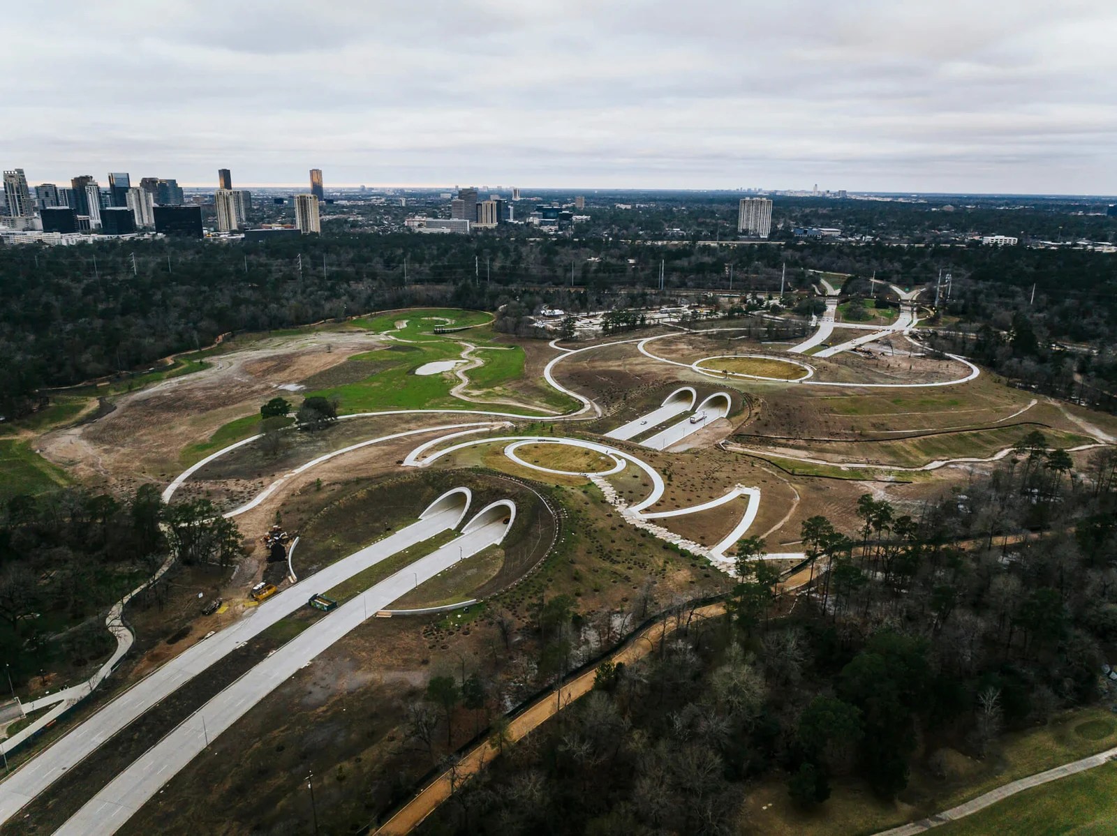 The land bridge at Memorial Park in Houston, designed by Nelson Byrd