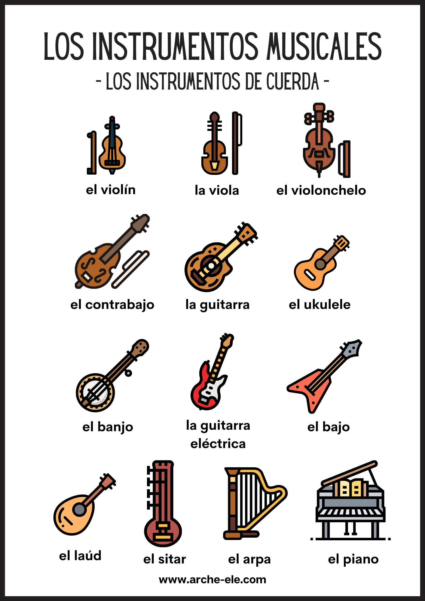 LA MÚSICA VOCABULARIO Instrumentos ArcheELE