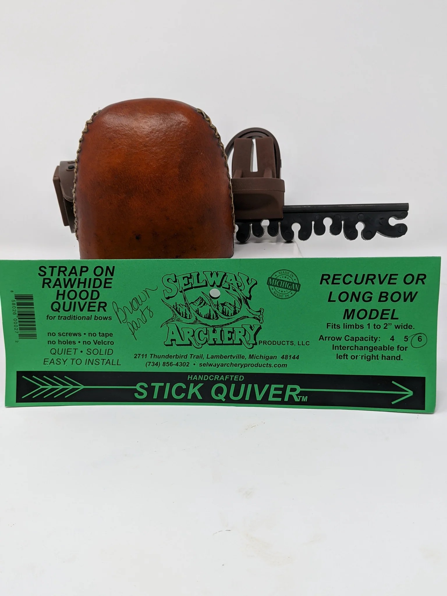 Selway Rawhide Strap on Bow Quiver for Longbows or Recurves Archery Past