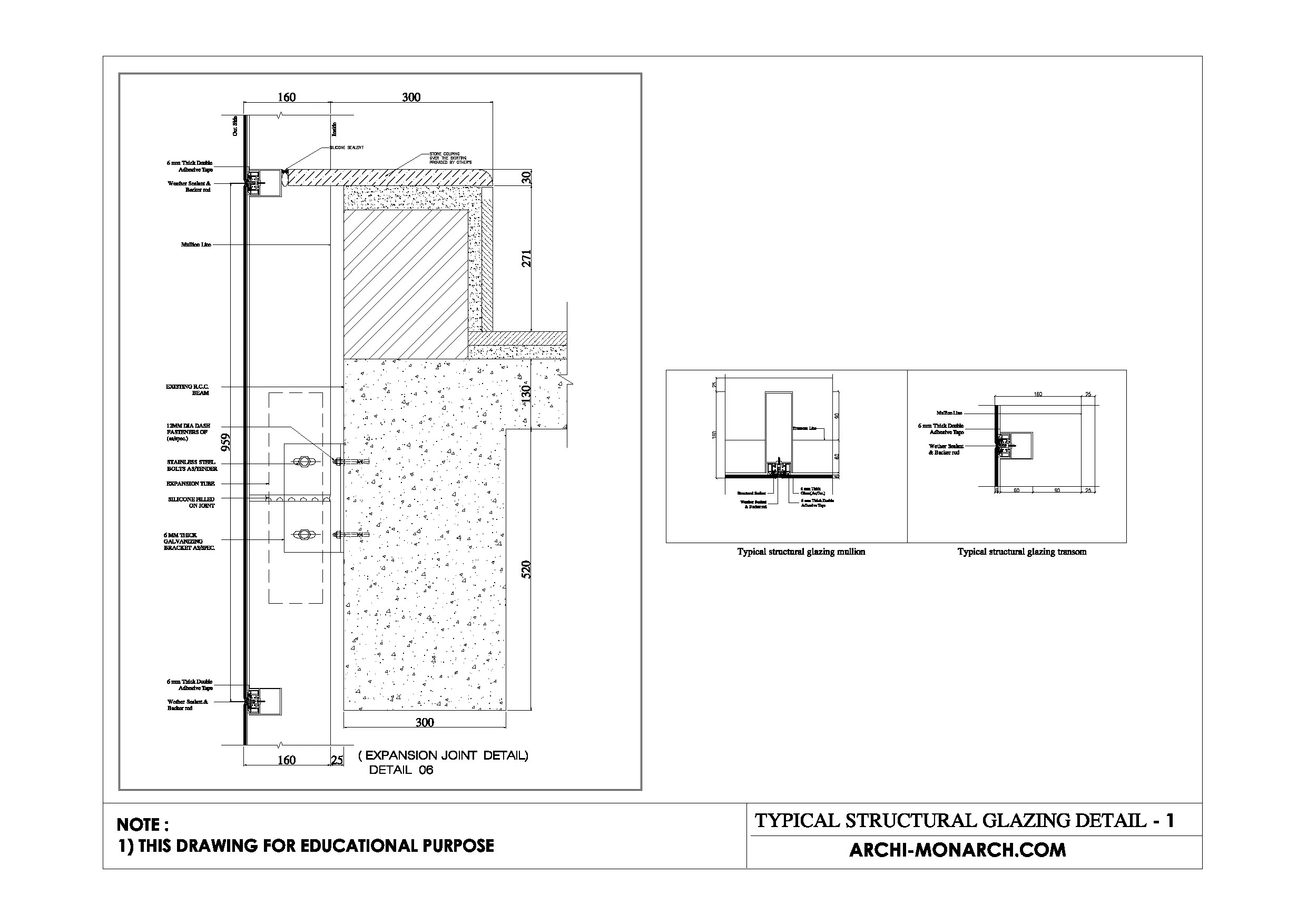 TYPICAL STRUCTURAL GLAZING DETAIL ONE ⋆ ArchiMonarch