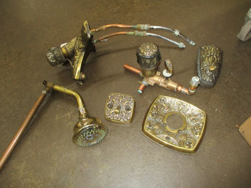 Vintage Delta Brass Embossed Bathroom Fixtures • The Architectural