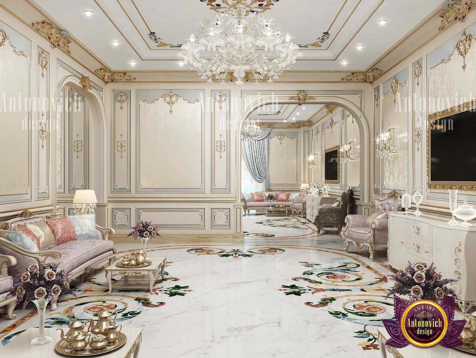 Neoclassical Interior for Living Room by LUXURY ANTONOVICH DESIGN