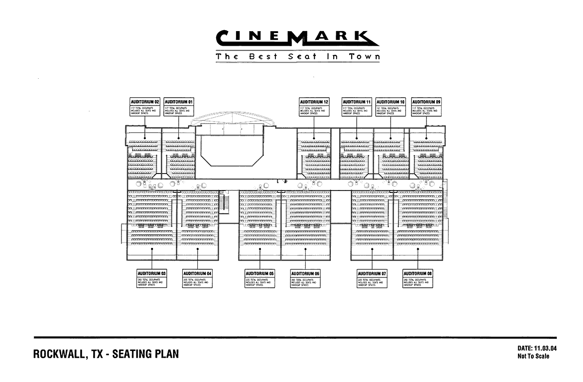 Cinemark 12, Rockwall, TX Seating Plan
