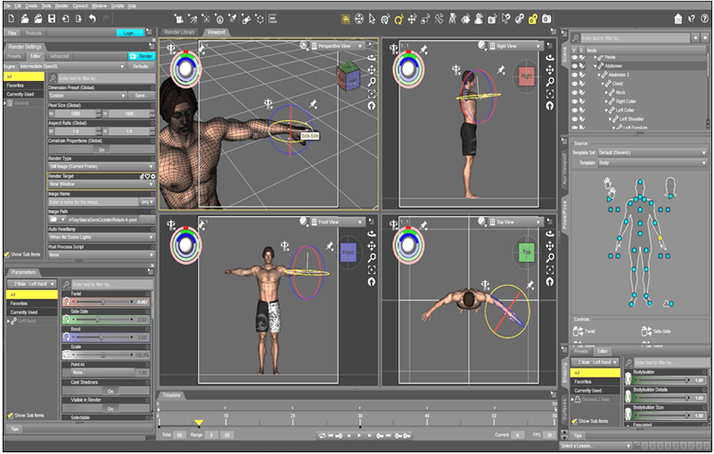 Figure1. Daz3d software interface and human model.