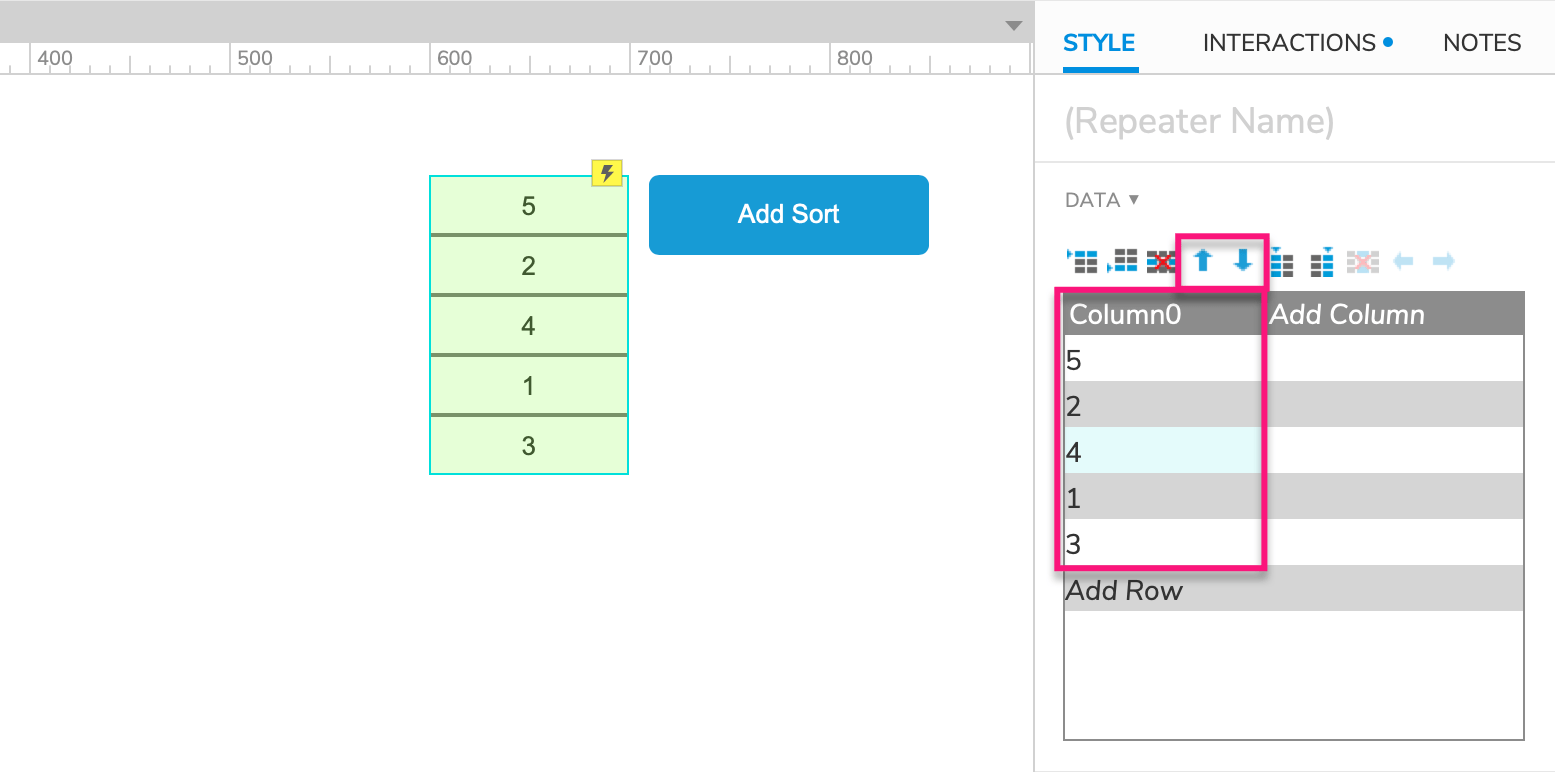 Sorting Repeater Rows · Axure Docs