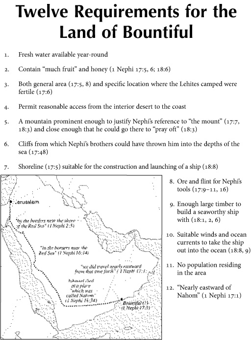 Twelve Requirements for the Land of Bountiful Book of Mormon Central