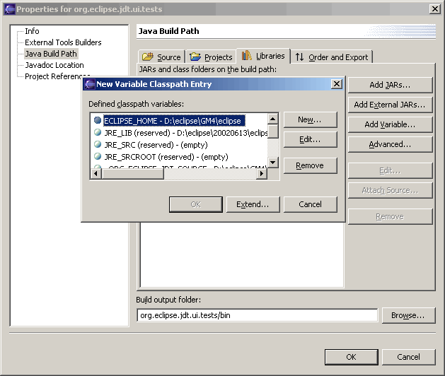 Adding a classpath variable to the build path
