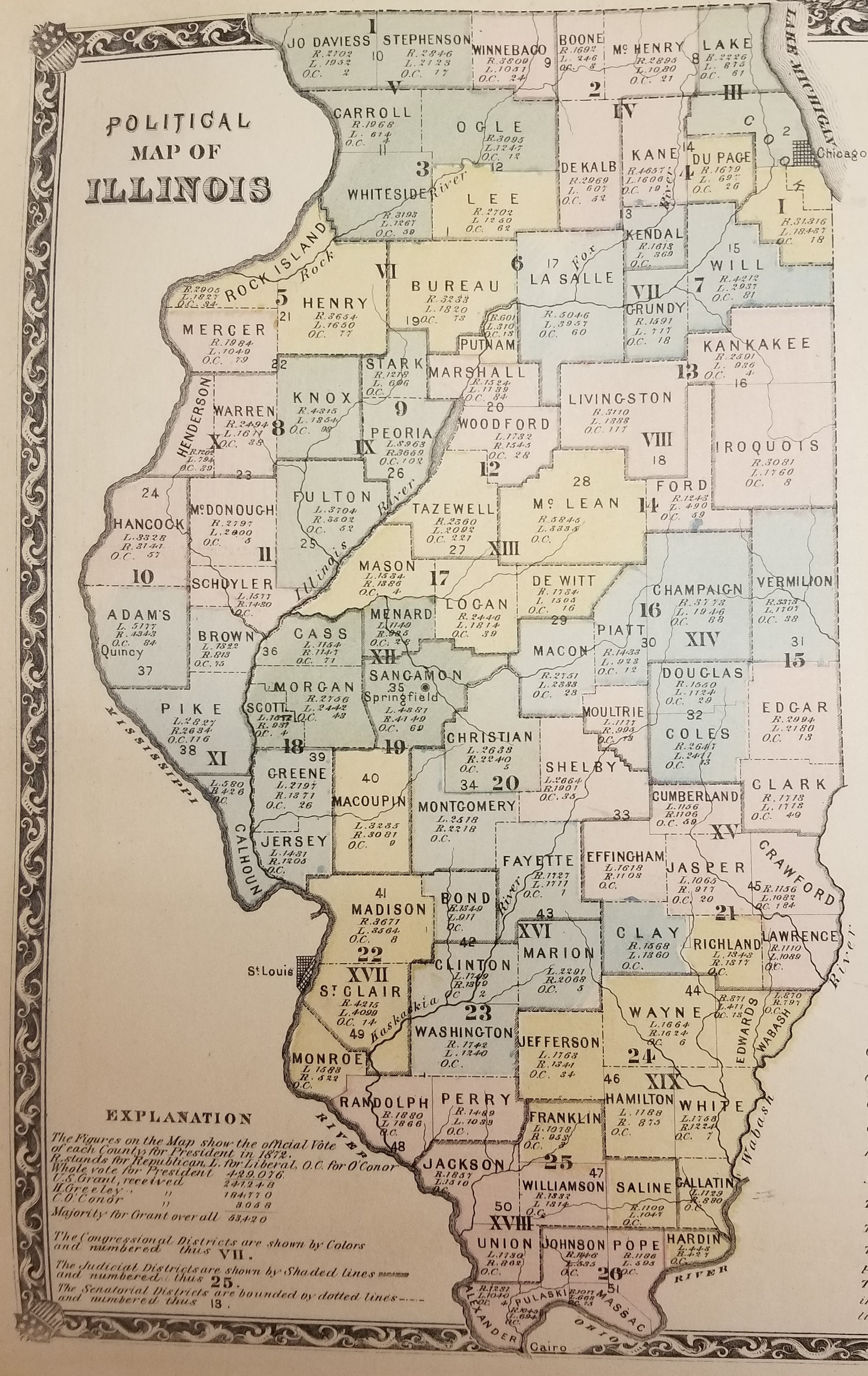 Map Of Illinois Union Atlas CO. / Warner Beers. Proprietors Free