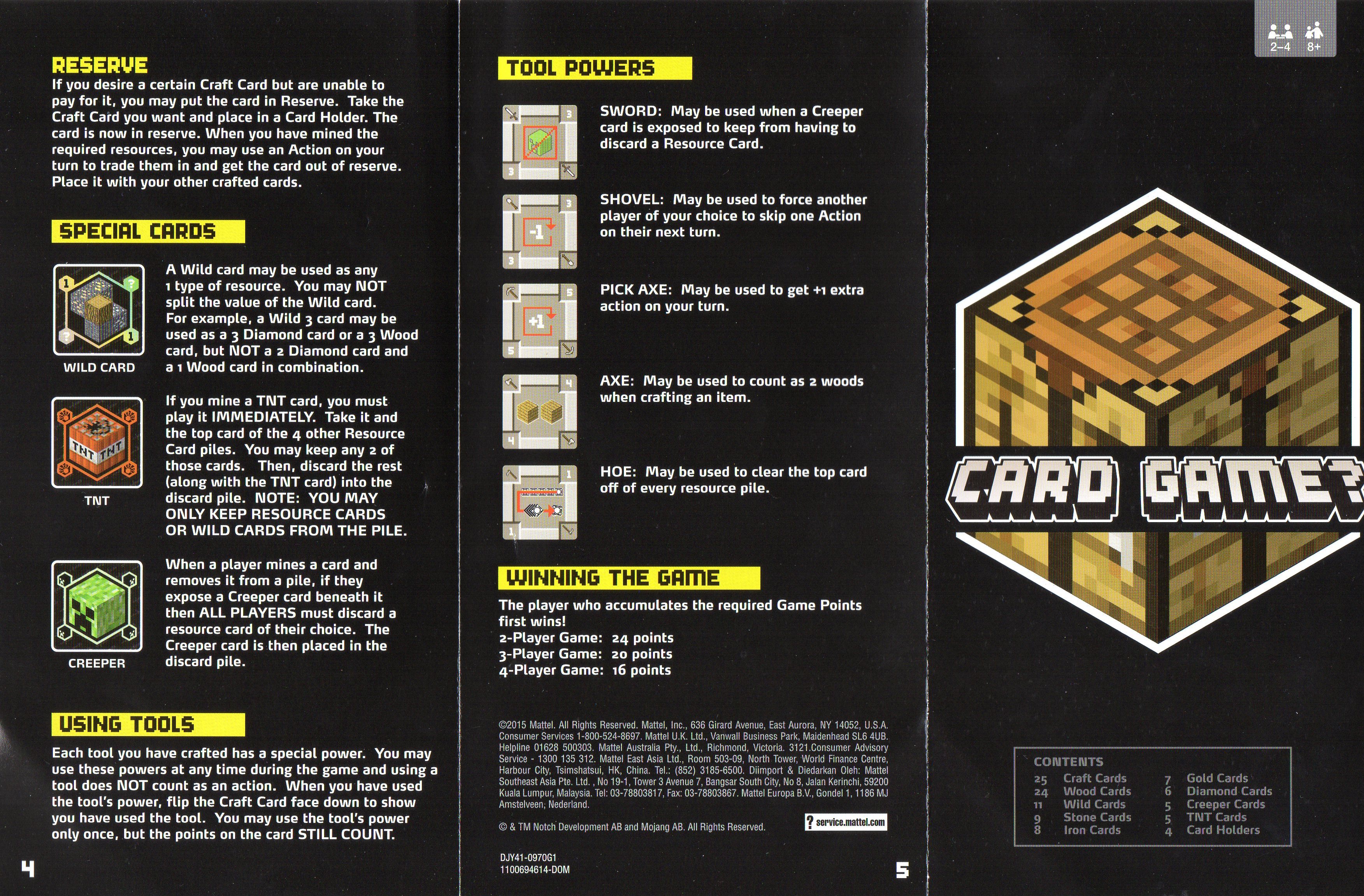 Minecraft Card Game? Manual Mattel Free Download, Borrow, and