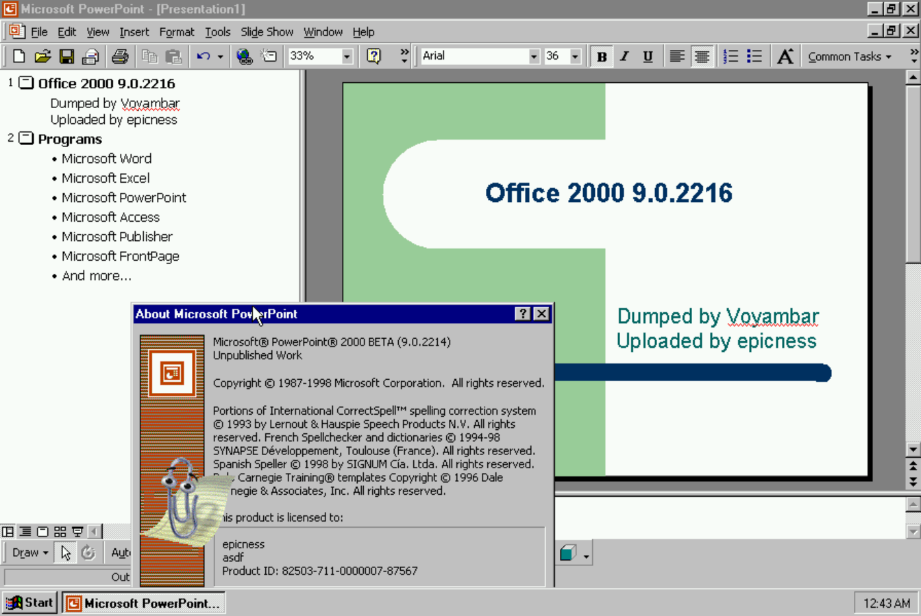 Microsoft Office 2000 Beta 2 Build 2216 Microsoft Free