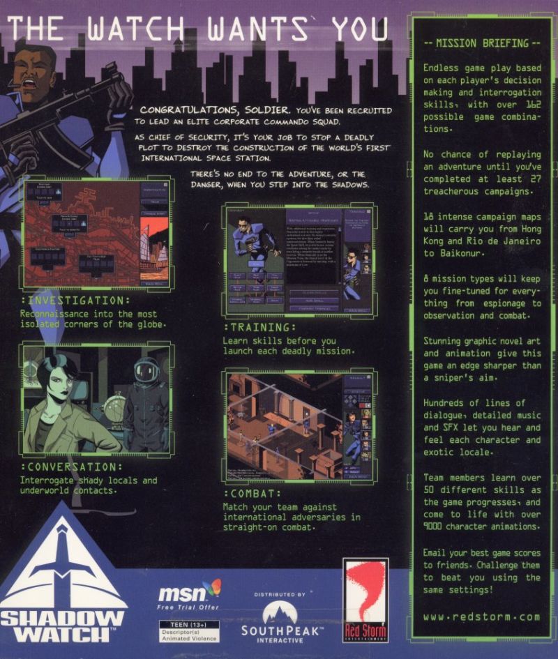 Shadow Watch (USA) Red Storm Entertainment, Inc. Free