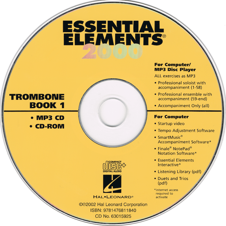 Essential Elements 2000 Trombone Book 1 CDROM Hal Leonard