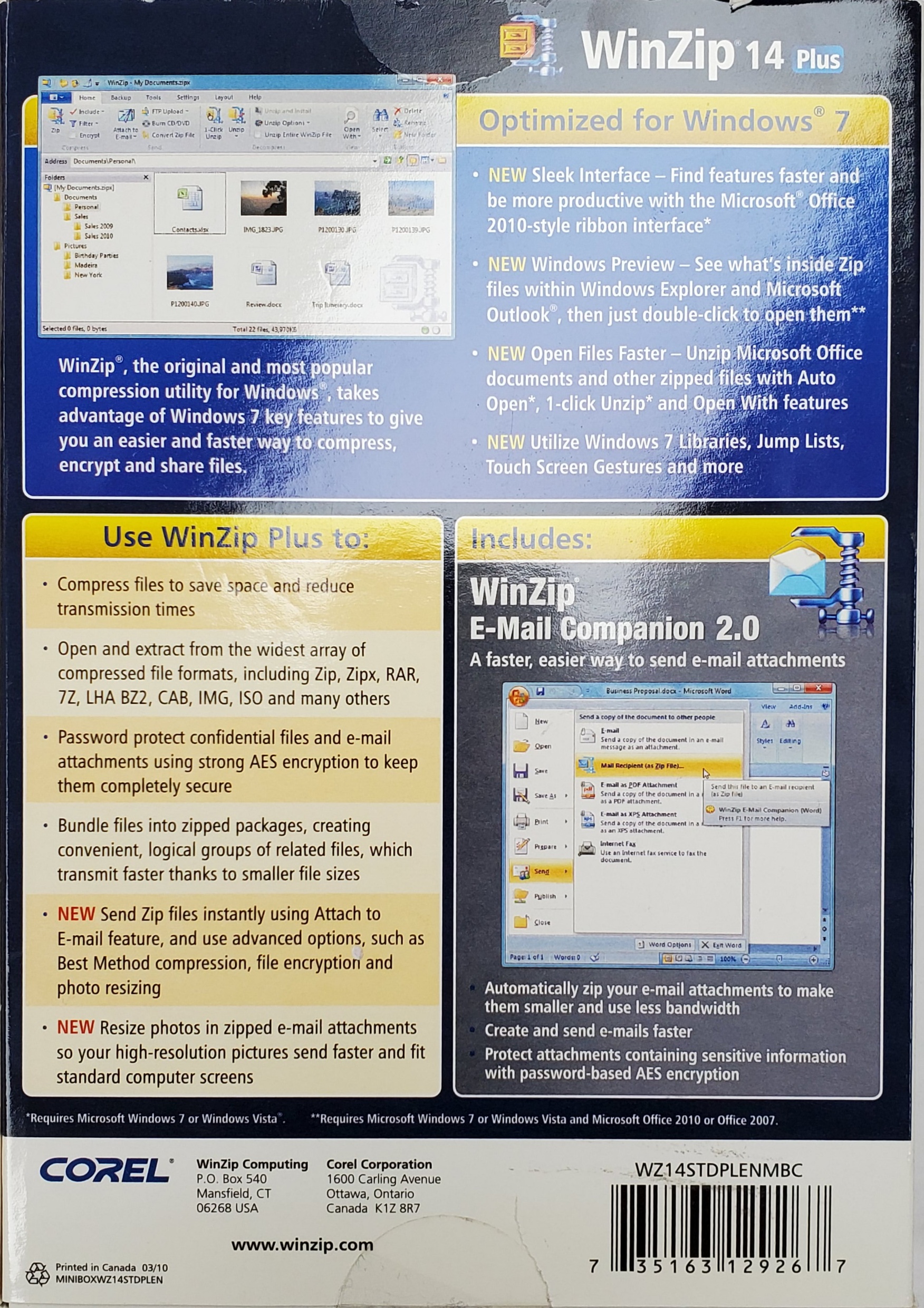 WinZip 14 Plus (2010) (includes WinZip EMail Companion 2.0) Corel Free Download, Borrow