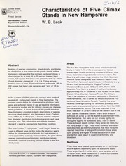 Characteristics of five climax stands in New Hampshire : Leak, William