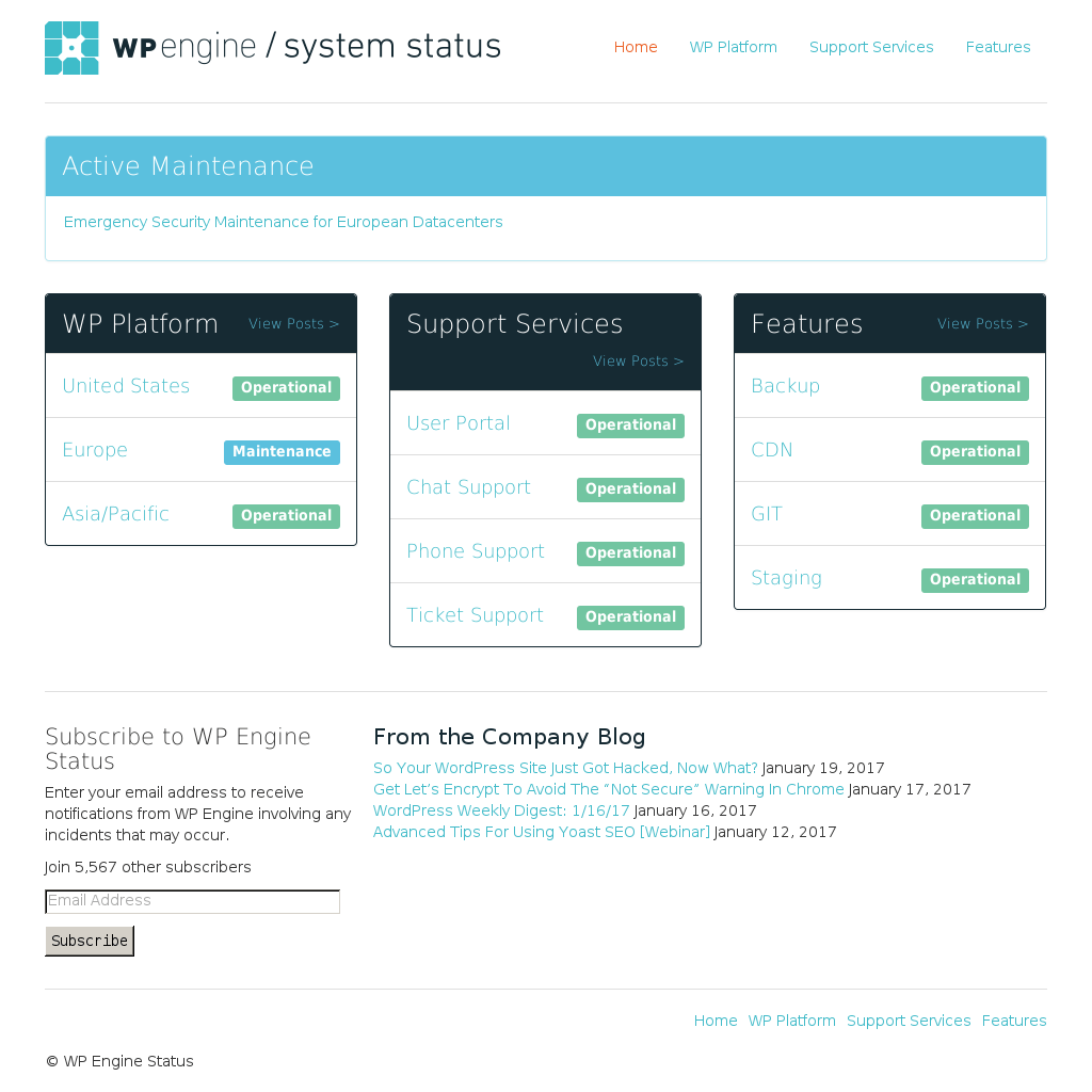 WP Engine Status