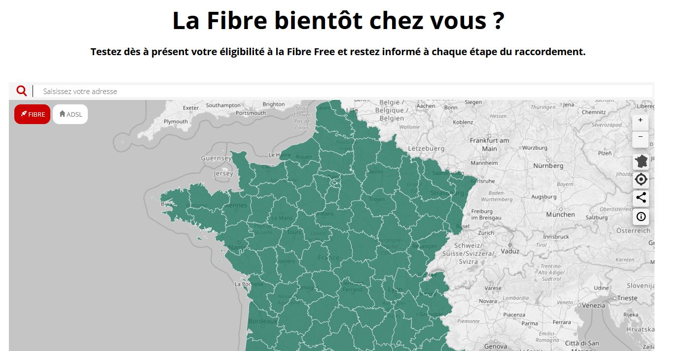 Carte Free Fibre Optique Free met à jour sa carte d’éligibilité à la fibre optique La Fibre