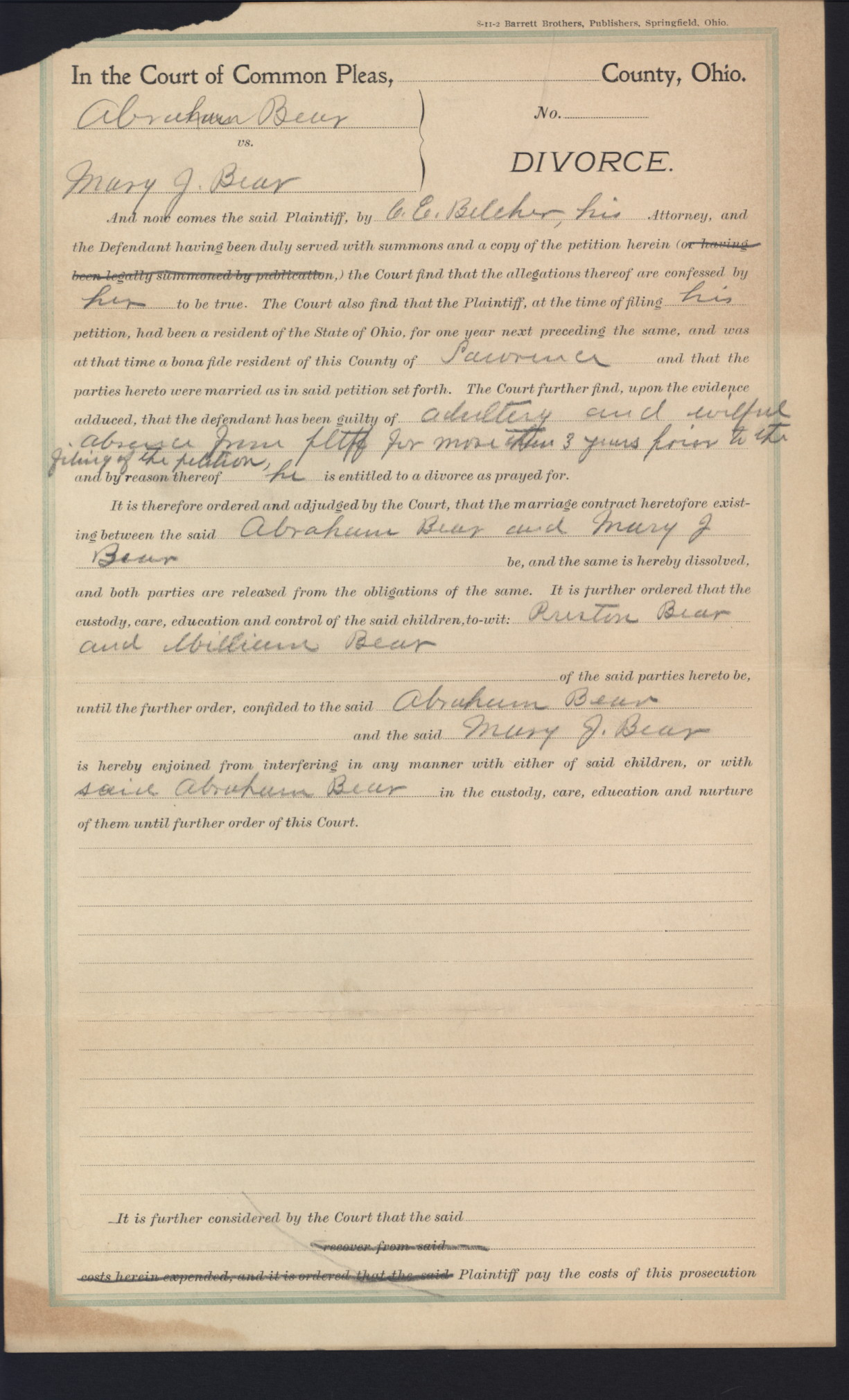 Courthouse Records Divorces Lawrence County, Ohio