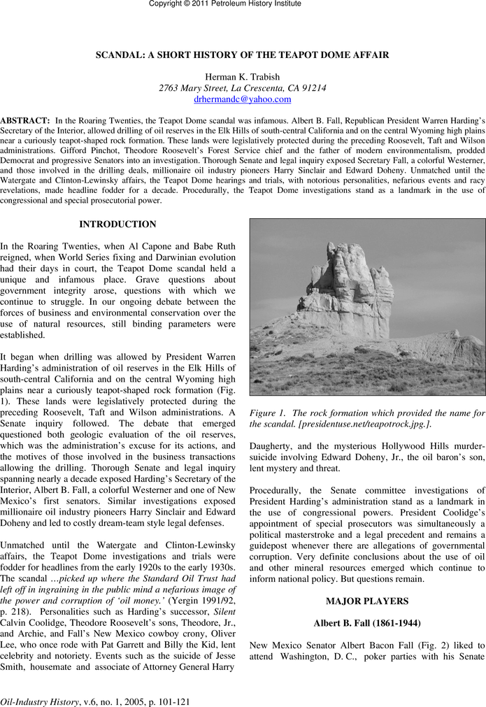 AAPG Datapages/Archives Scandal A Short History of the Teapot Dome Affair