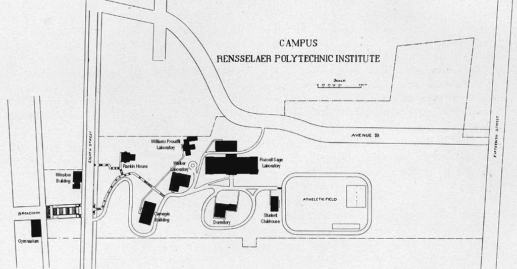 Rpi Troy Ny Campus Map 1909 Campus Map Institute Archives and Special Collections