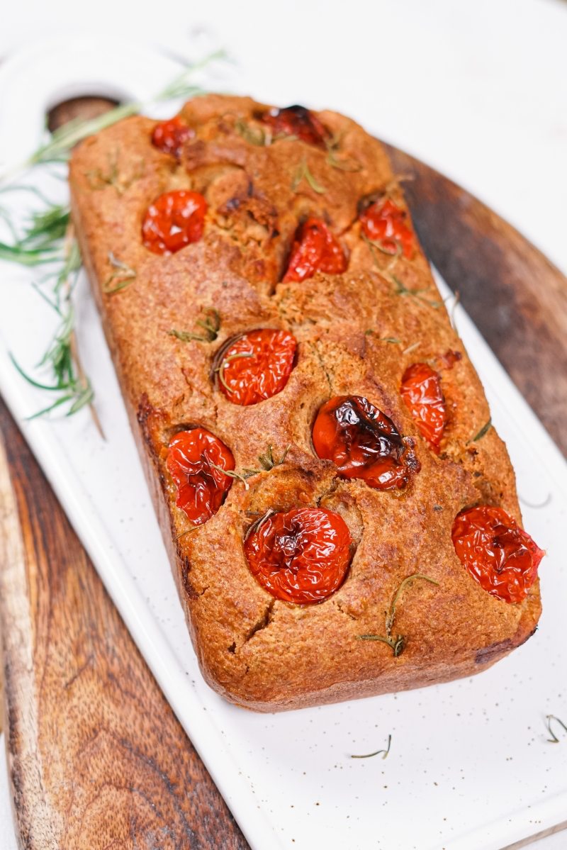 Easy and Crispy Savory Bread with Yogurt, Cherry Tomatoes & Fresh Rosemary
