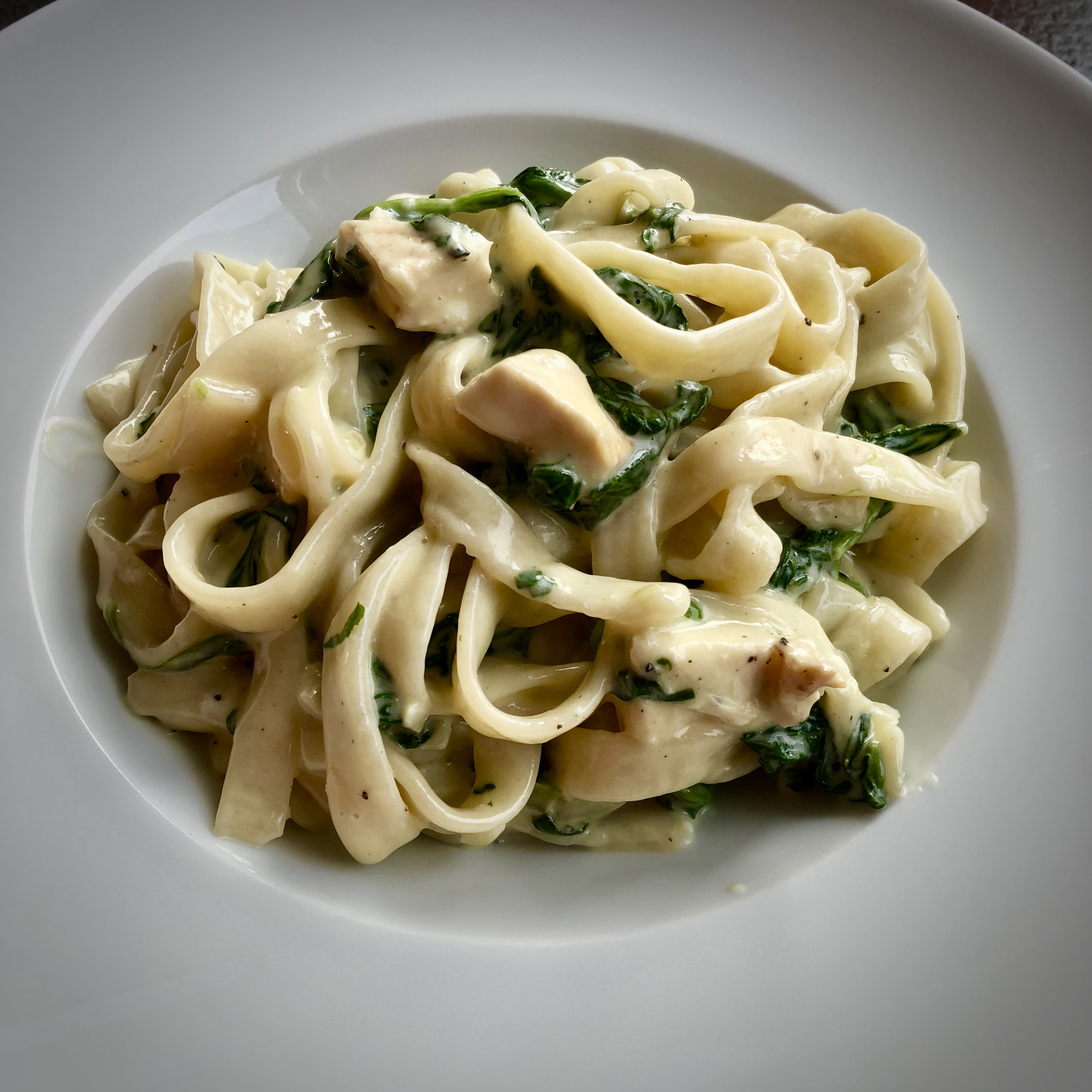 Fettuccine Alfredo with Chicken and Spinach ARCISFOODBLOG