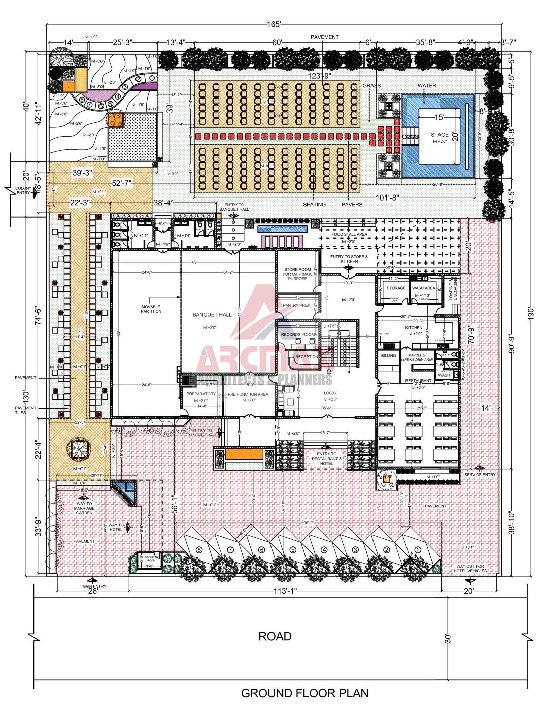 Banquet Hall Design Simple Marriage Hall Plan Arcmax Architects