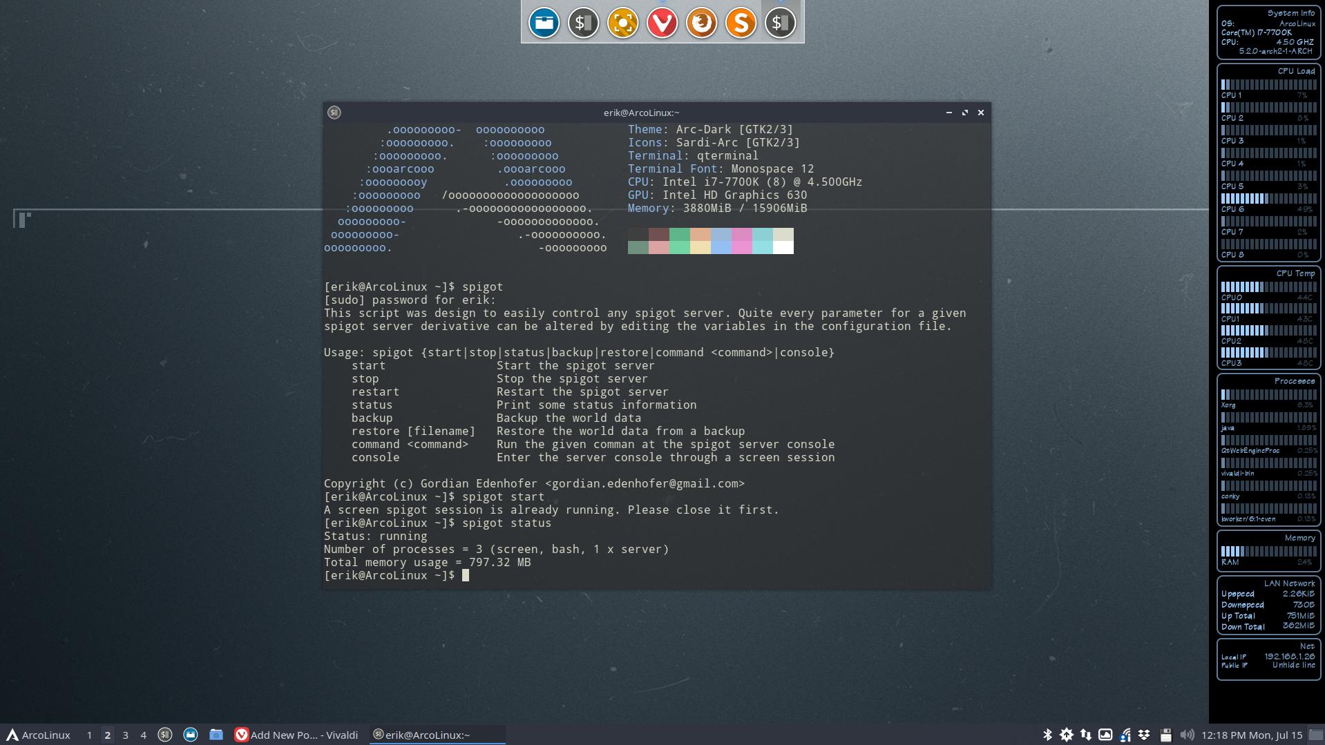 Installing the spigot server for minecraft on any Arch