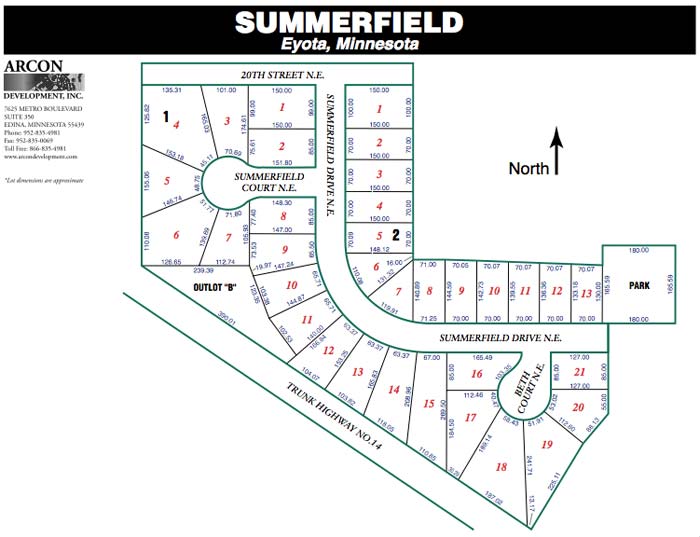 Arcon Development Summerfield Eyota, MN Real Estate, Lots for Sale
