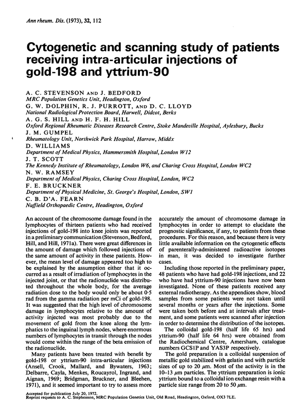 and scanning study of patients receiving intraarticular
