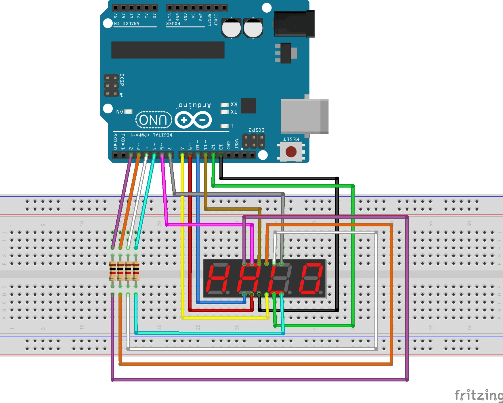 No. 3 - Four digit seven segment display | Arduino Tutorials and Kits ...