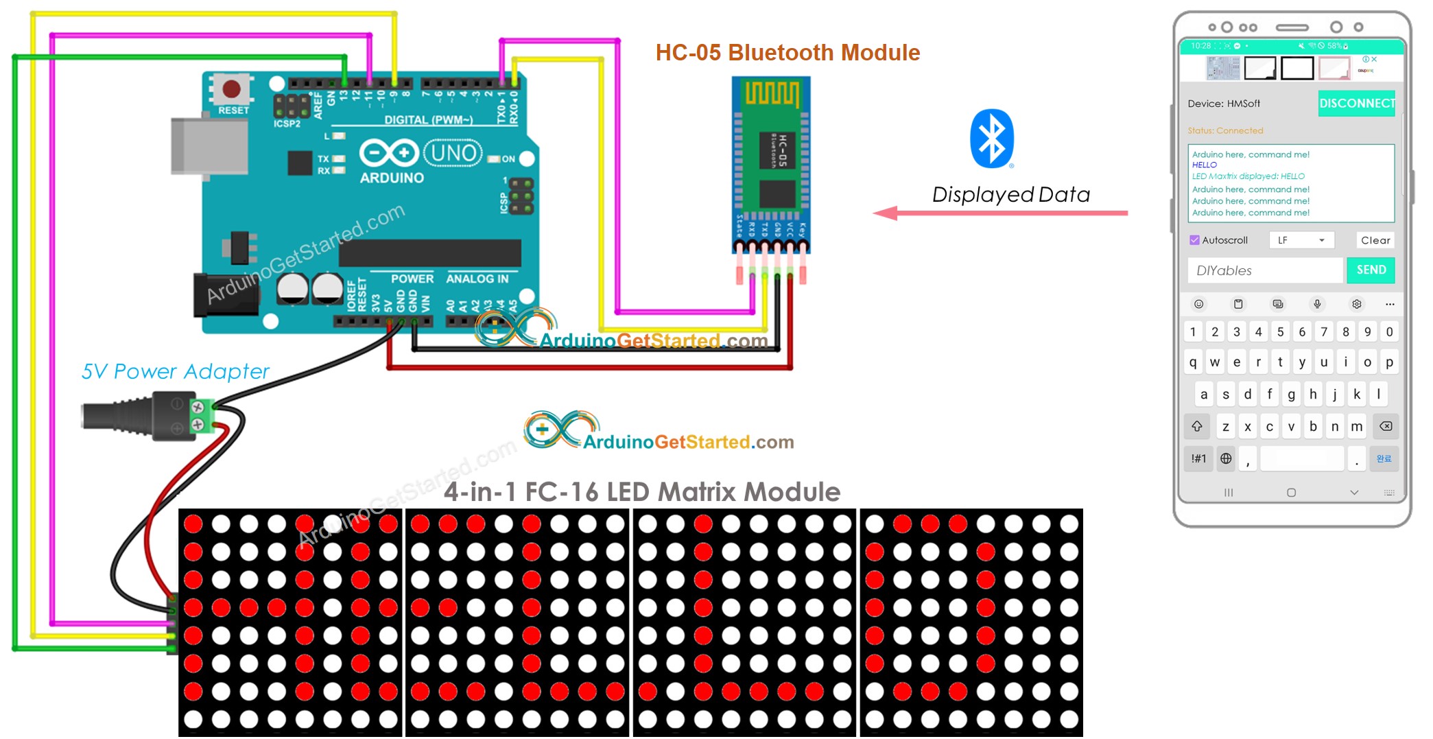Arduino Bluetooth LED Matrix Arduino Tutorial