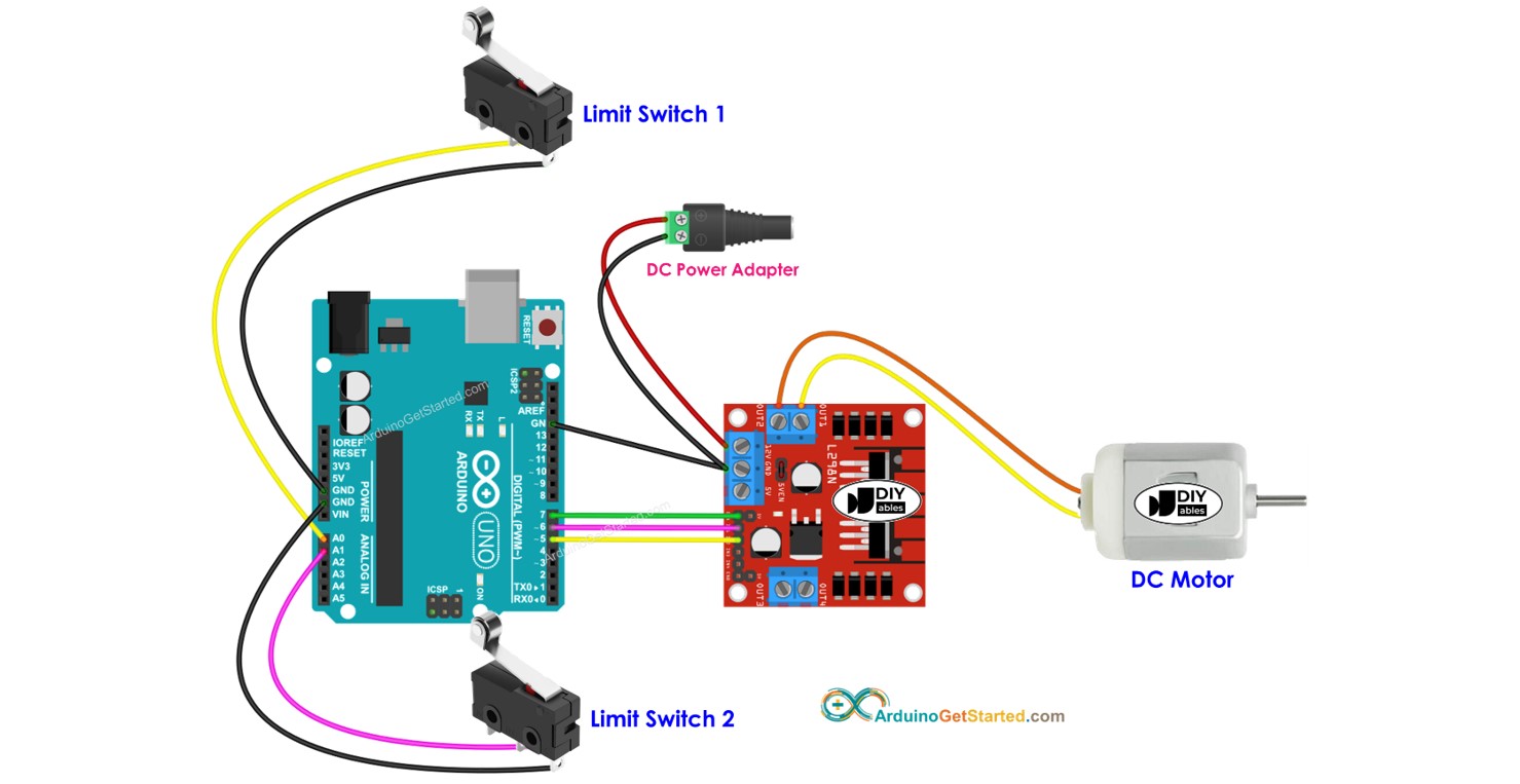 Arduino DC Motor Limit Switch Arduino Tutorial