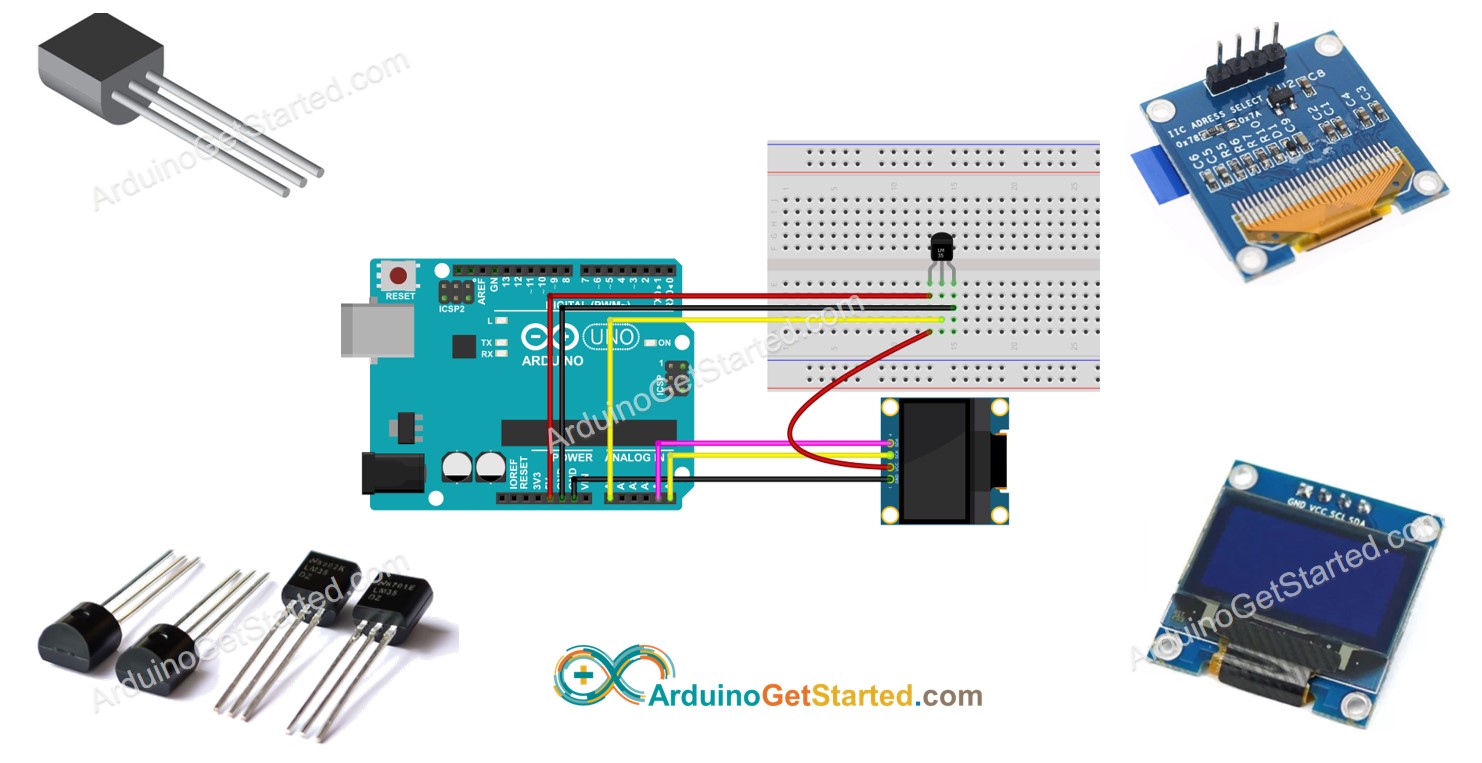 Arduino Display Temperature from LM35 Sensor on OLED Arduino Tutorial