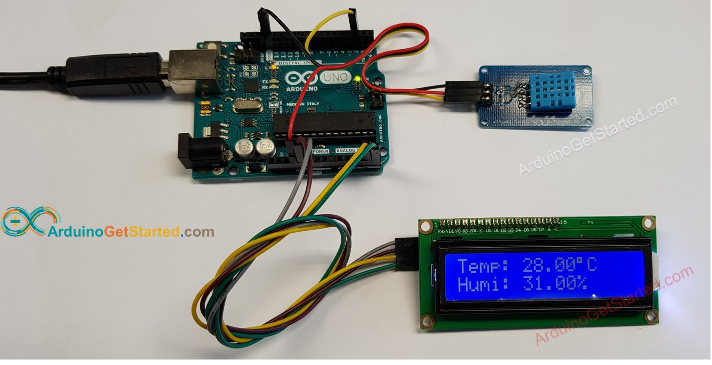 Arduino Temperature Humidity Sensor LCD Arduino Tutorial
