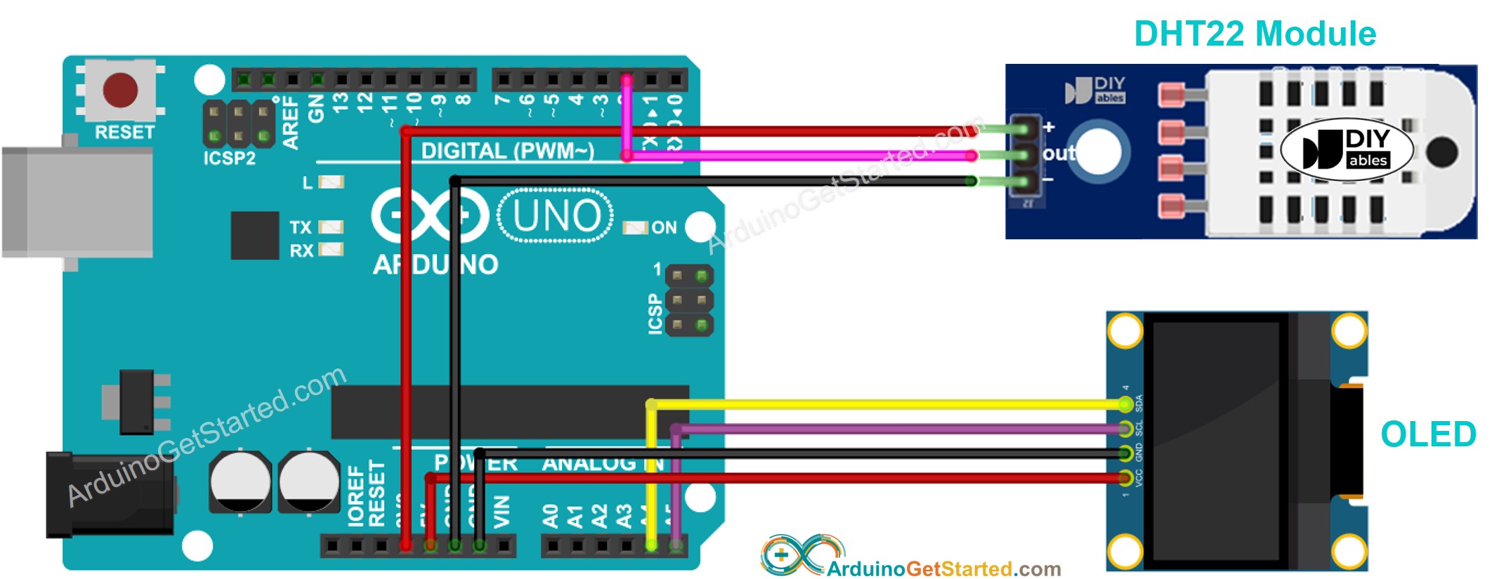 Arduino Temperature Humidity Sensor OLED Display Arduino Tutorial