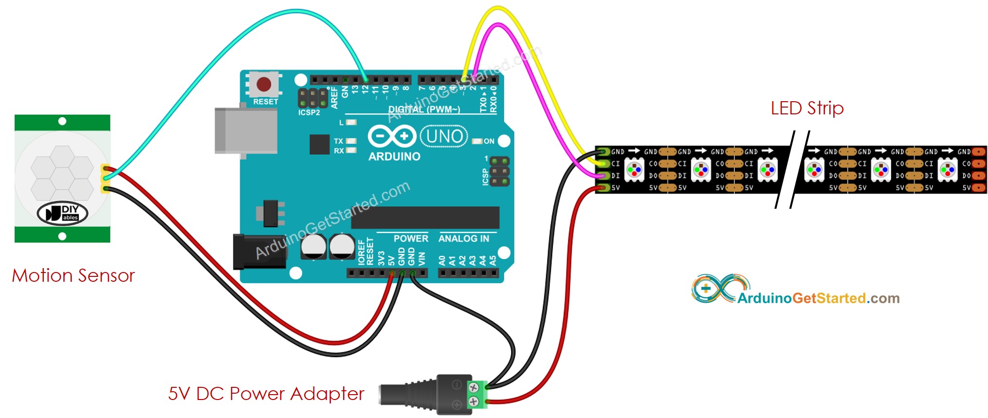 Arduino Motion Sensor LED Strip Arduino Tutorial