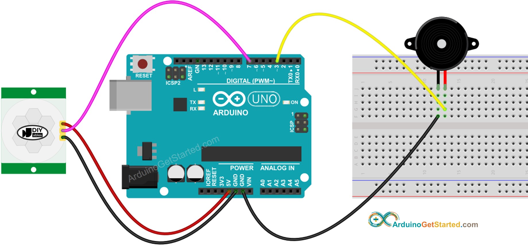 Arduino Motion Sensor Piezo Buzzer Tutorial