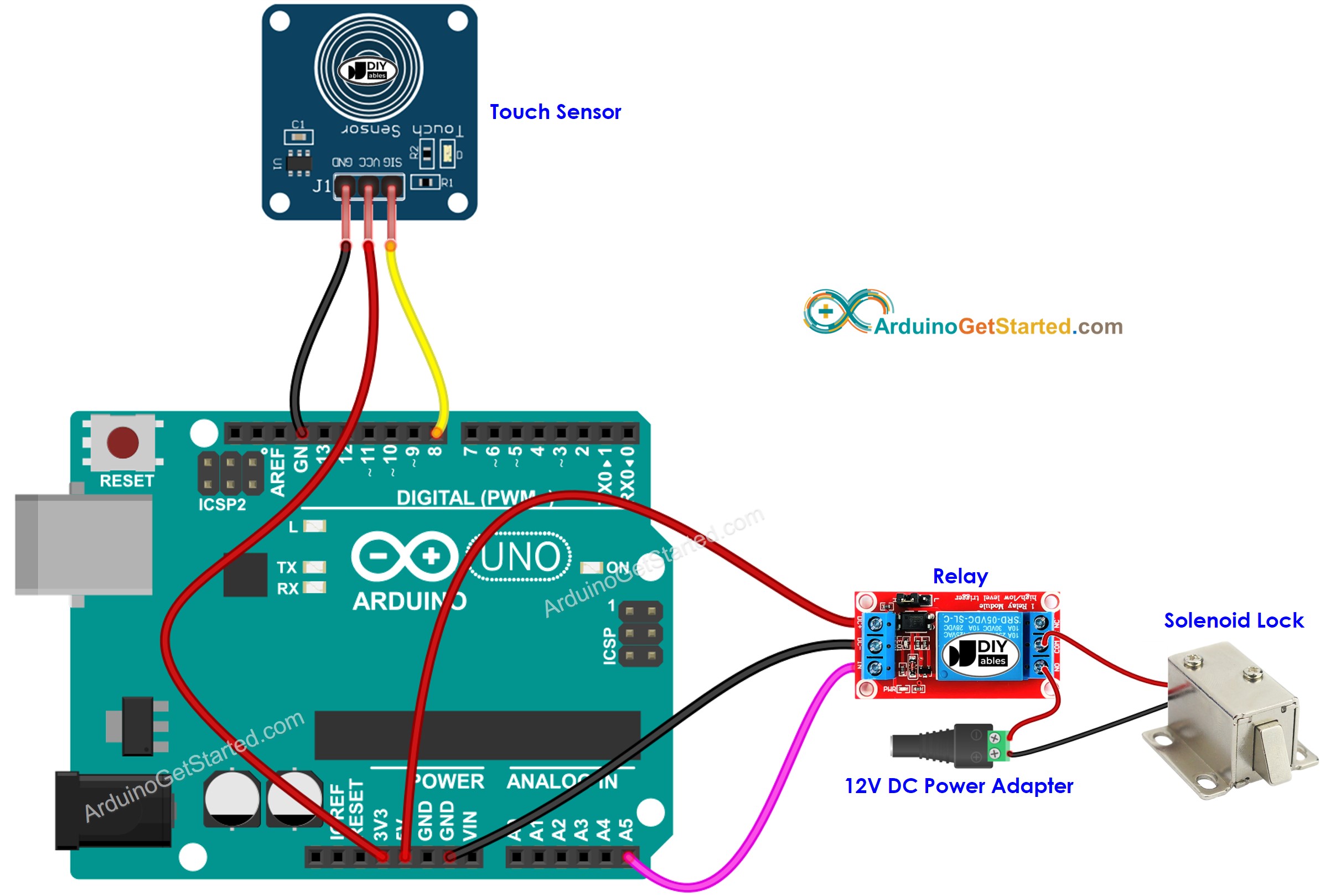 Arduino - Touch Sensor - Solenoid Lock | Arduino Tutorial