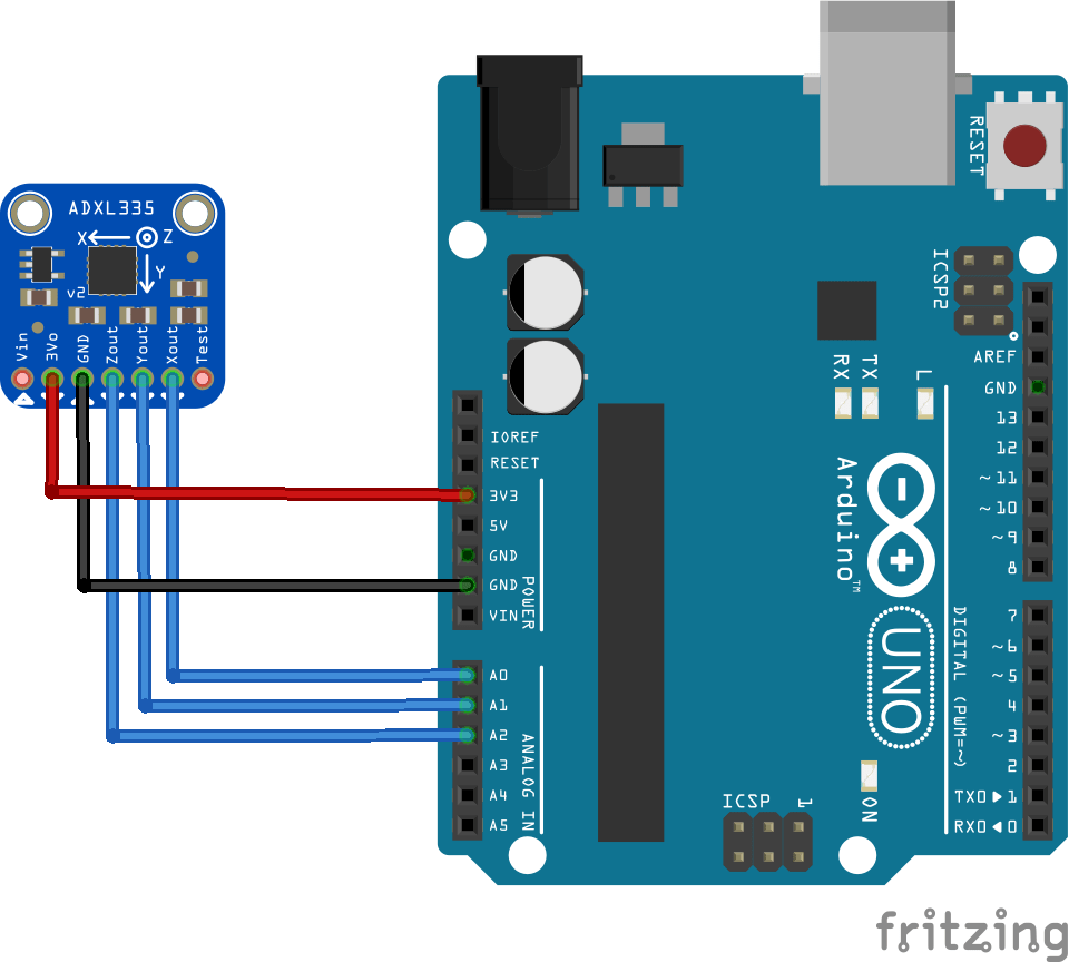 Arduino and ADXL335 accelerometer example Arduino Learning