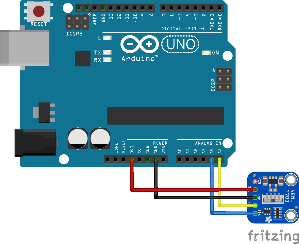 Arduino and VEML7700 lux sensor example Arduino Learning