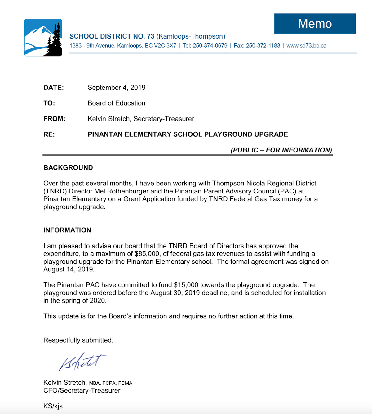 School board informed of plans for Pinantan playground THE 'AREA P' POST