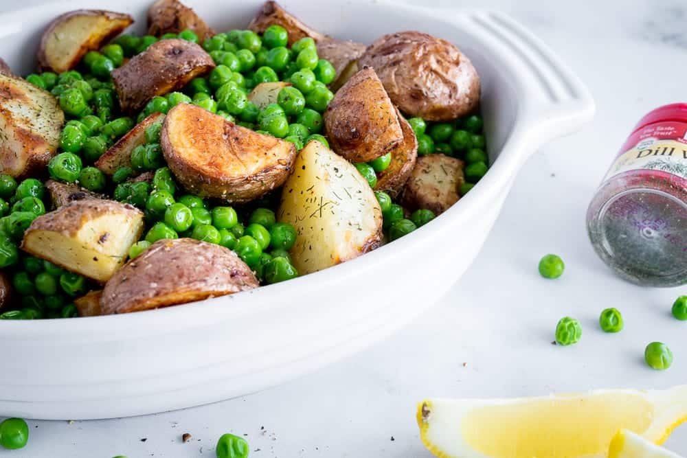 Simple Potato and Green Pea Side Dish A Red Spatula