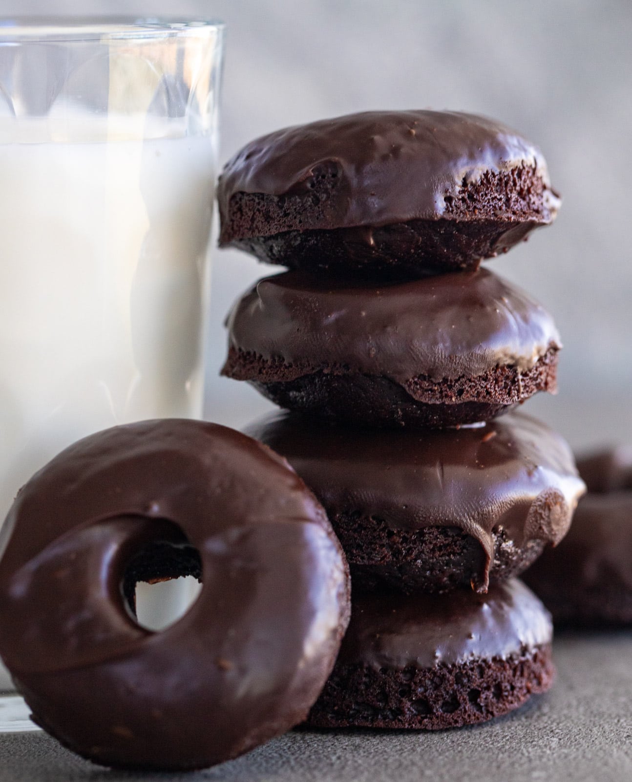 Glazed Baked Chocolate Donuts A Red Spatula