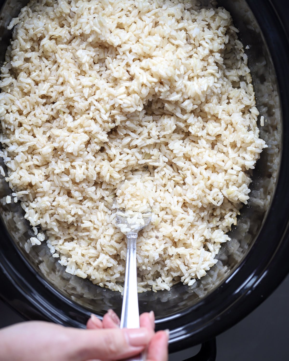 Fluffy Slow Cooker Brown Rice A Red Spatula
