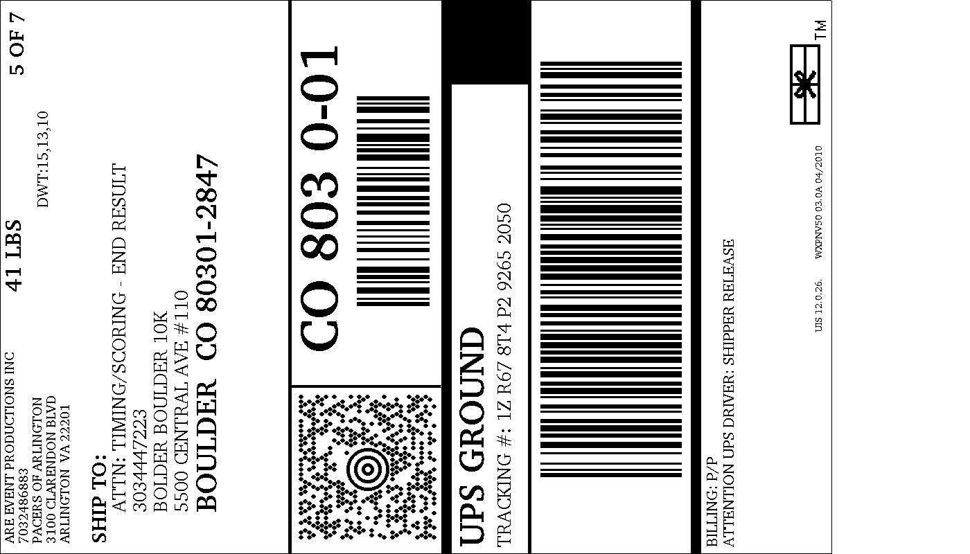 UPS Shipping Shipment Label
